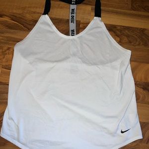 White nike racer back dry fit tank top